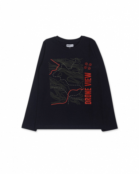 T-shirt en tricot bleu garçon Try New Path T-shirt en tricot bleu garçon Try New Path