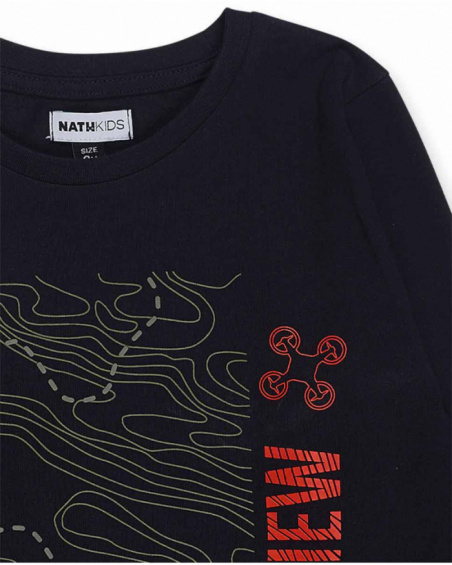 T-shirt en tricot bleu garçon Try New Path T-shirt en tricot bleu garçon Try New Path