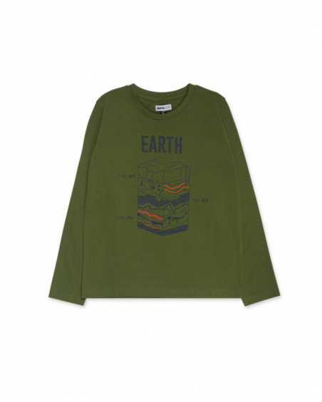 T-shirt en tricot vert garçon Try New Path