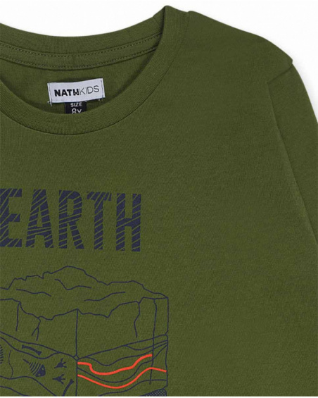 T-shirt en tricot vert garçon Try New Path