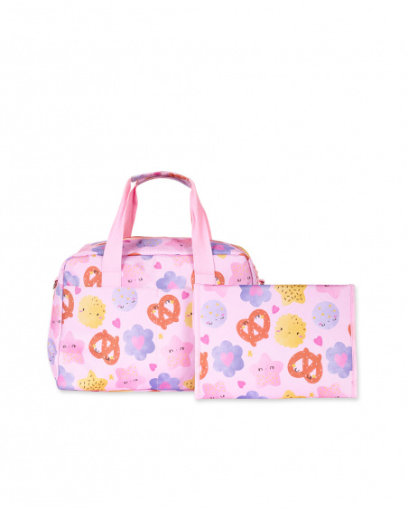 Sac de maternité rose à imprimé Happy Cookies