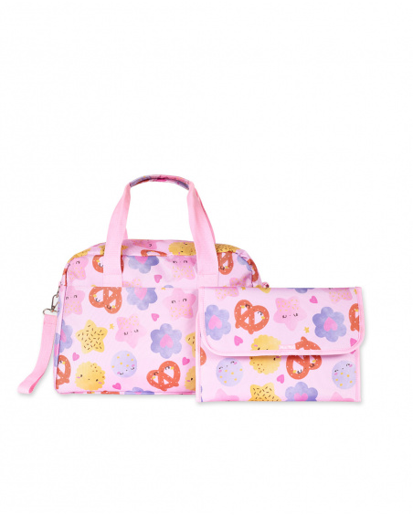 Sac de maternité rose à imprimé Happy Cookies