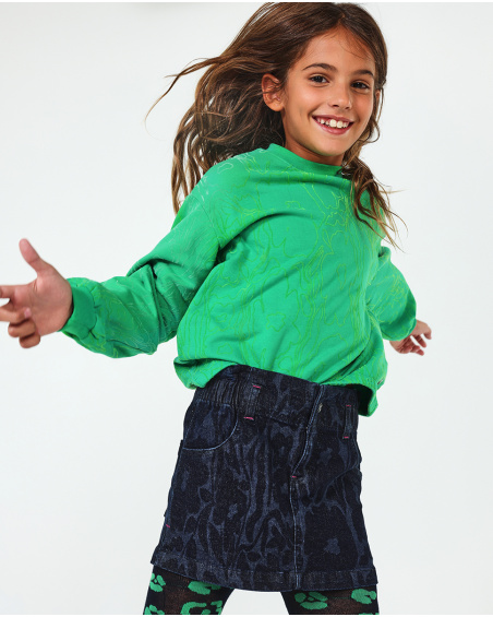 Jupe en jean Wild Flower bleu pour fille Jupe en jean Wild Flower bleu pour fille
