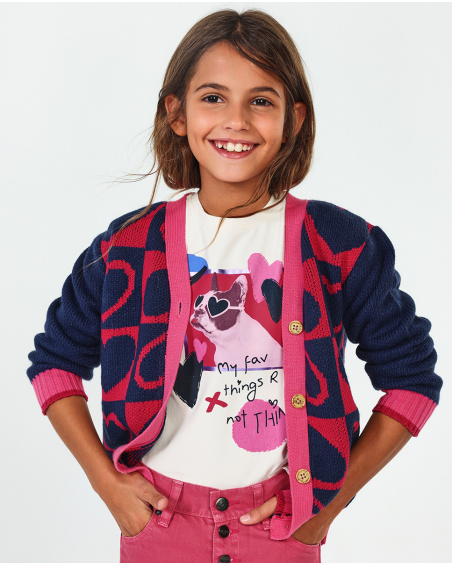 Veste en maille bleue pour fille Fav Things Veste en maille bleue pour fille Fav Things