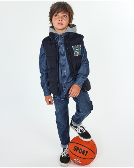 Gilet plat bleu garçon Varsity Club Gilet plat bleu garçon Varsity Club