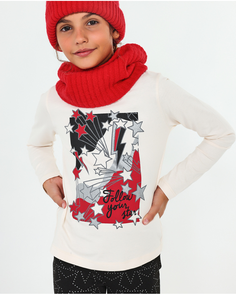 T-shirt en tricot beige fille Starlight