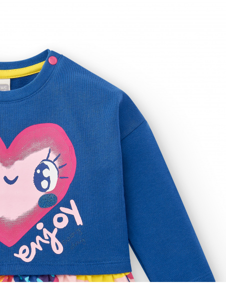 Robe en maille bleue fille collection Run Sing Jump