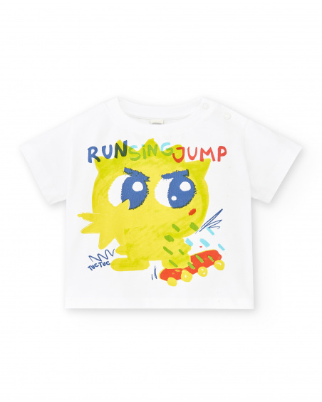 T-shirt garçon en maille blanc collection Run Sing Jump T-shirt garçon en maille blanc collection Run Sing Jump