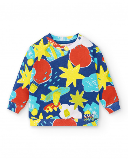 Sweat garçon peluche bleu collection Run Sing Jump