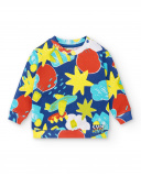 Sweat garçon peluche bleu collection Run Sing Jump