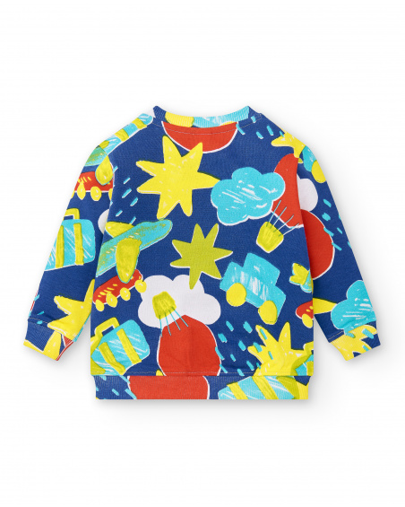 Sweat garçon peluche bleu collection Run Sing Jump
