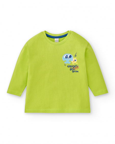T-shirt garçon en maille vert collection Run Sing Jump