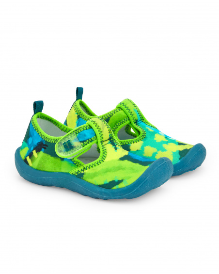 Baskets garçon en lycra vertes collection Tropadelic