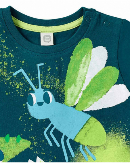 T-shirt en tricot vert foncé pour garçon collection Tropadelic