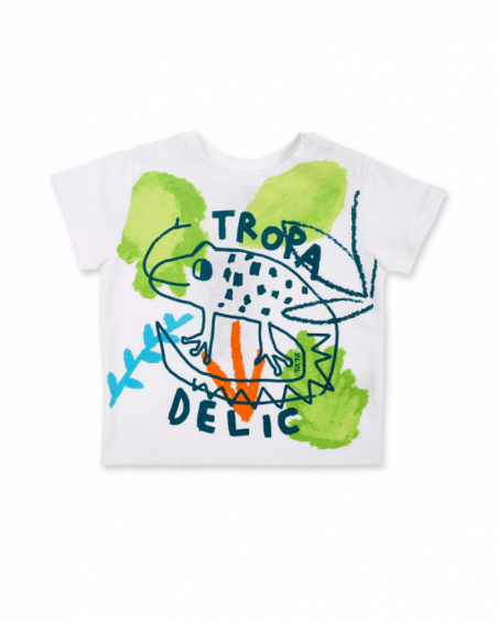 T-shirt garçon en maille blanc collection Tropadelic T-shirt garçon en maille blanc collection Tropadelic