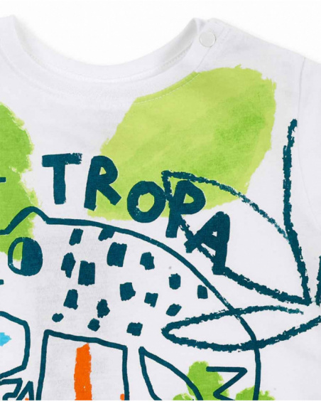 T-shirt garçon en maille blanc collection Tropadelic T-shirt garçon en maille blanc collection Tropadelic