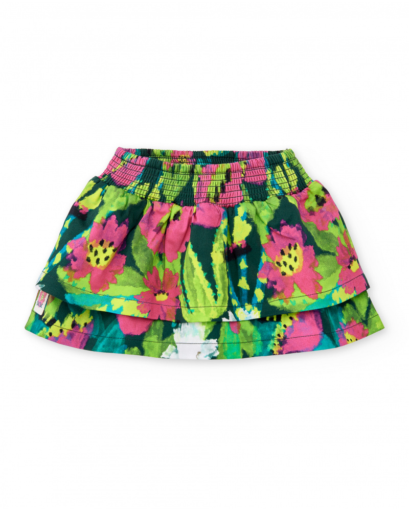 Jupe fille en popeline verte collection Tropadelic