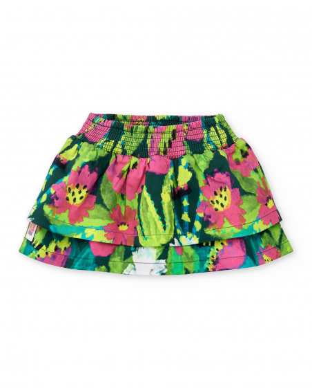 Jupe fille en popeline verte collection Tropadelic