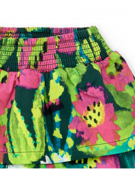 Jupe fille en popeline verte collection Tropadelic