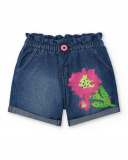 Short en jean bleu fille collection Tropadelic Short en jean bleu fille collection Tropadelic