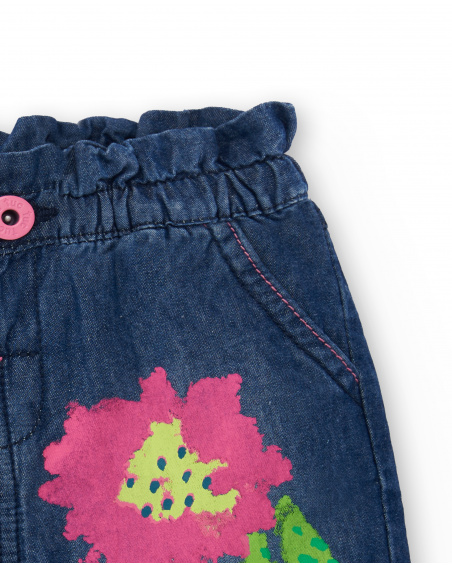 Short en jean bleu fille collection Tropadelic