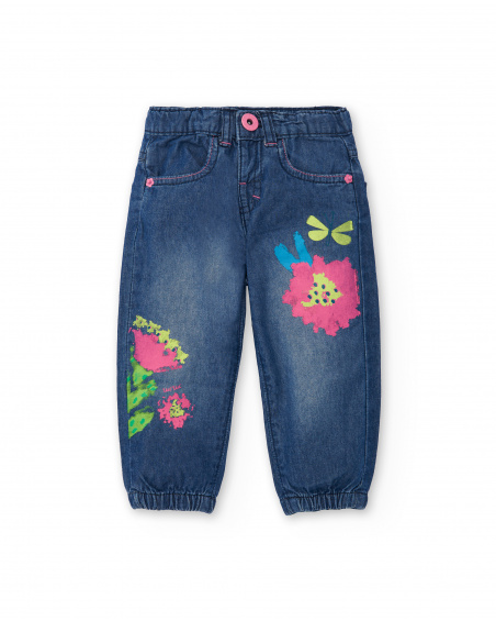 Pantalon en jean bleu fille collection Tropadelic