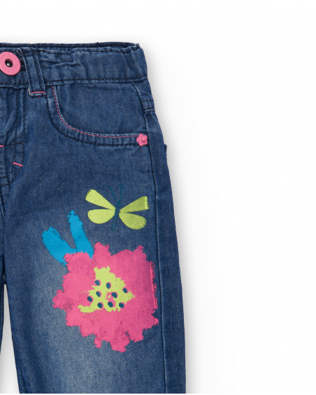 Pantalon en jean bleu fille collection Tropadelic
