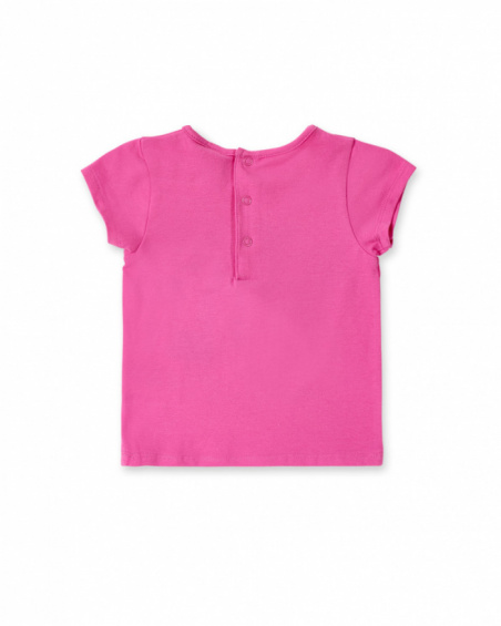 T-shirt fille en maille rose collection Tropadelic
