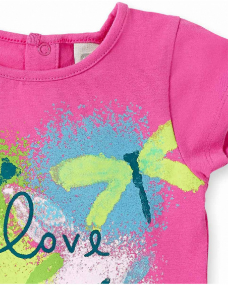 T-shirt fille en maille rose collection Tropadelic