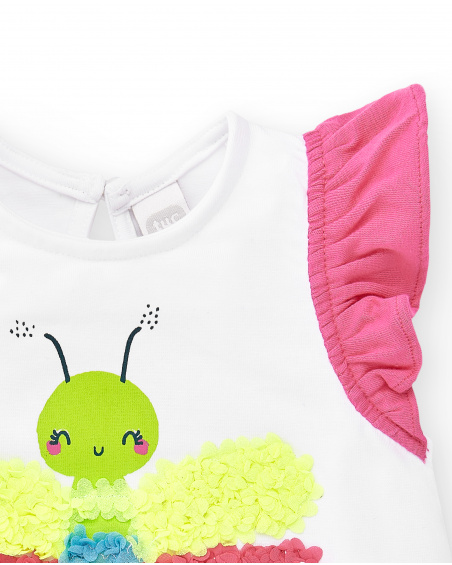 T-shirt fille en maille blanc collection Tropadelic