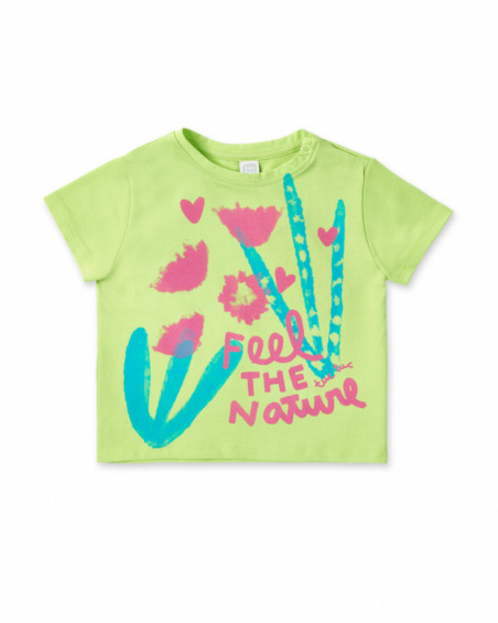 T-shirt fille en maille vert collection Tropadelic