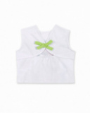 T-shirt fille en maille blanc avec noeud collection Tropadelic T-shirt fille en maille blanc avec noeud collection Tropadelic