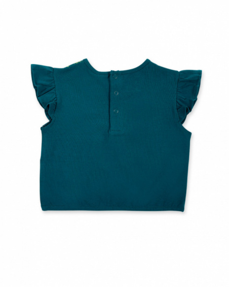 T-shirt fille en maille vert foncé collection Tropadelic
