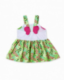 Robe fille verte en maille avec appliqués collection Tropadelic Robe fille verte en maille avec appliqués collection Tropadelic