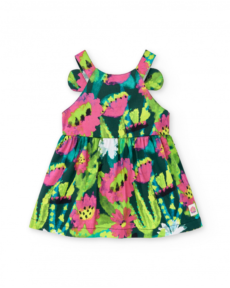 Robe fille en popeline verte collection Tropadelic