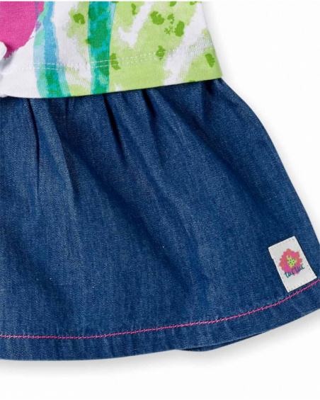 Robe fille en maille denim blanche collection Tropadelic
