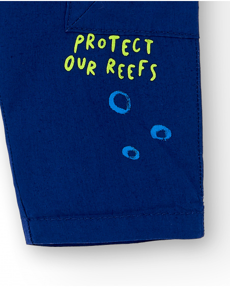 Pantalon garçon en popeline marine collection Ocean Wonders