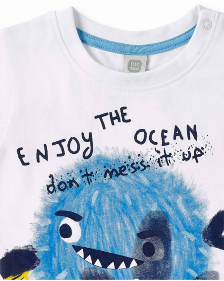 T-shirt garçon en maille blanc collection Ocean Wonders T-shirt garçon en maille blanc collection Ocean Wonders