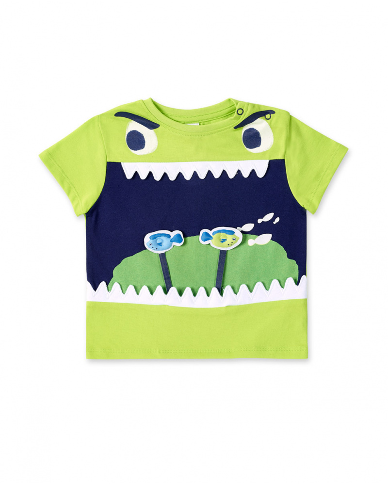 T-shirt garçon en maille vert collection Ocean Wonders