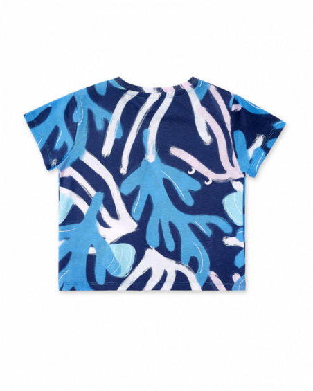 T-shirt garçon imprimé en maille bleu collection Ocean Wonders