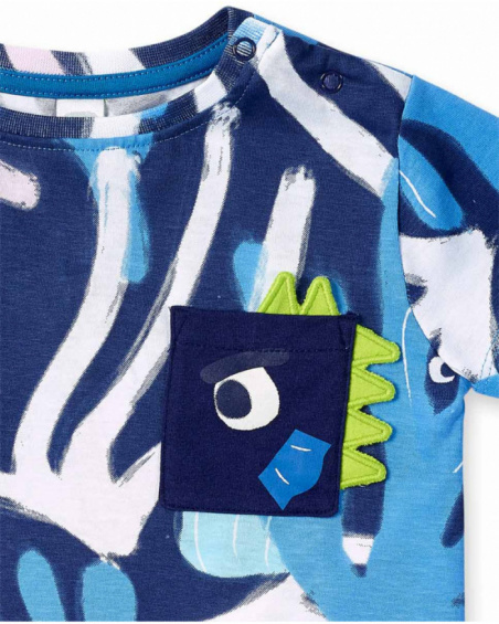 T-shirt garçon imprimé en maille bleu collection Ocean Wonders