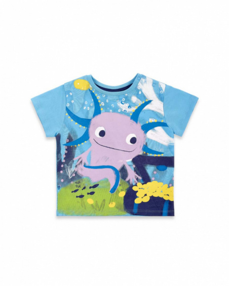 T-shirt garçon bleu en maille collection Ocean Wonders