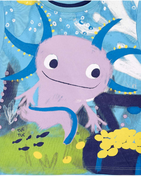 T-shirt garçon bleu en maille collection Ocean Wonders