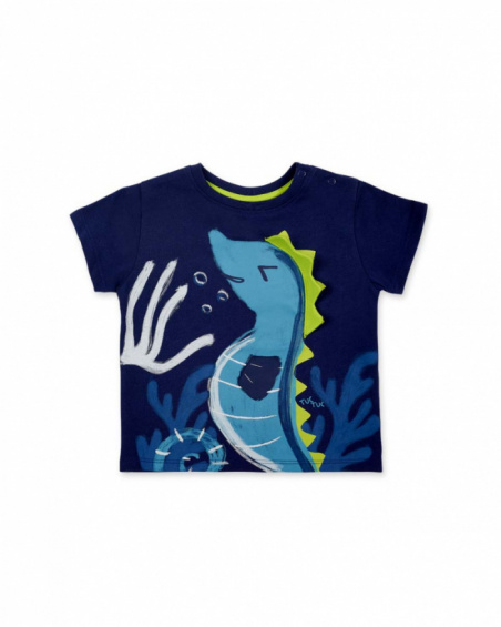 T-shirt garçon en maille marine collection Ocean Wonders