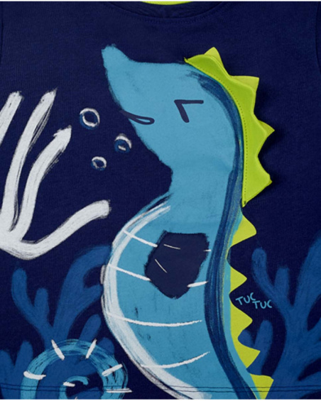 T-shirt garçon en maille marine collection Ocean Wonders