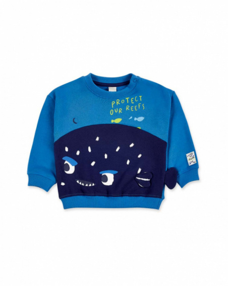 Sweat garçon peluche bleu collection Ocean Wonders Sweat garçon peluche bleu collection Ocean Wonders