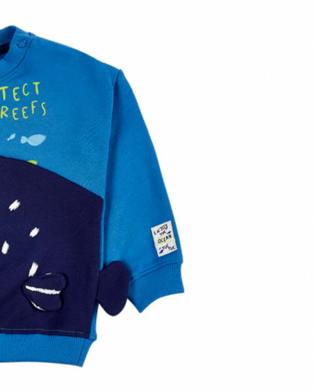 Sweat garçon peluche bleu collection Ocean Wonders Sweat garçon peluche bleu collection Ocean Wonders