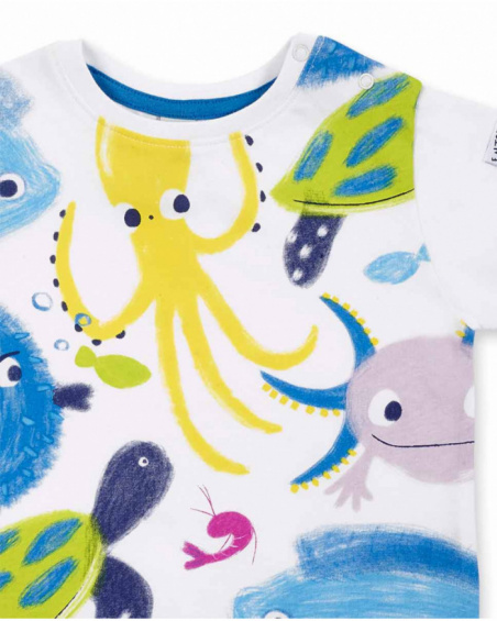 Ensemble tricot garçon bleu blanc collection Ocean Wonders