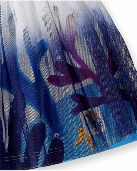 Jupe fille en maille tulle bleue collection Ocean Wonders