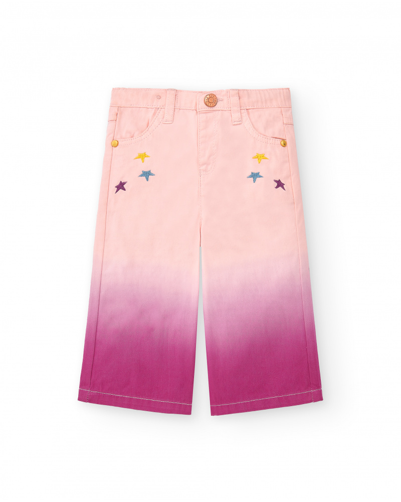 Pantalon fille en sergé rose collection Ocean Wonders